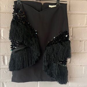 Elegant Black Fringe Skirt